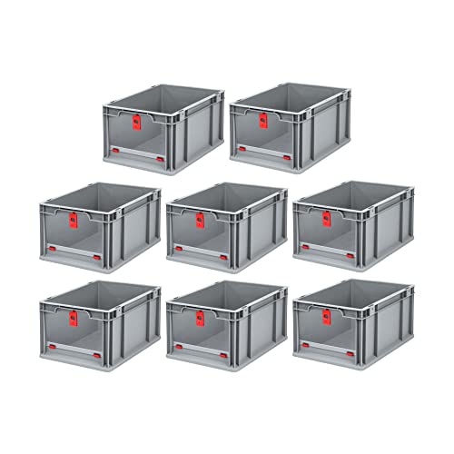 SuperSparSet 8x Eurobox NextGen Insight Cover | HxBxT 22x30x40 | 20 Liter | Hoch/Rot | Eurobehälter, Transportbox, Transportbehälter, Stapelbehälter von PROREGAL