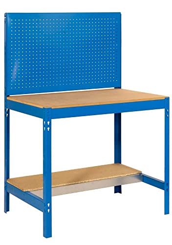 Werkbank Buffalo mit Werkzeugwand | HxBxT 84x90x61cm | Traglast 400kg | Blau von PROREGAL