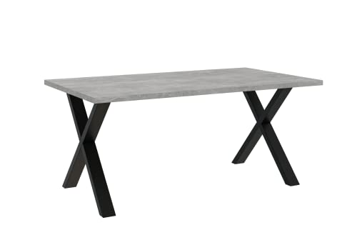 PROROOM FURNITURE - Brooky Table - Esstisch - Rechteckig - 160x90x75 cm - mit Schwarzen Metallbeinen in X-Form - Modern - für Esszimmer, Küche, Wohnzimmer, Salon - Steinoptik von PROROOM FURNITURE