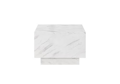 PROROOM FURNITURE - Couchtisch Weiß Marmoroptik - Moon - Sofatisch 60x60 cm - Kaffeetisch mit Stauraum - Kleiner Tisch für Wohnzimmer - Modern Coffee Table von PROROOM FURNITURE