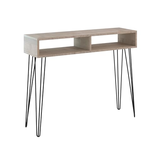 PROROOM FURNITURE Konsolentisch 110x30x85 cm – Schmaler Ablagetisch mit Metallbeinen – Console Table – Moderner Flurtisch für Wohnzimmer, Schlafzimmer & Eingang (K355 Platin Grange Eiche) von PROROOM FURNITURE
