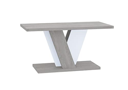 PROROOM FURNITURE - Nevi Mini - Couchtisch 110x70 Höhe 60 cm - Kaffeetisch Rechteckig - Sofatisch - Coffee Table - Wohnzimmertisch Modern - Beistelltisch Klein - Betonoptik/Weiß von PROROOM FURNITURE