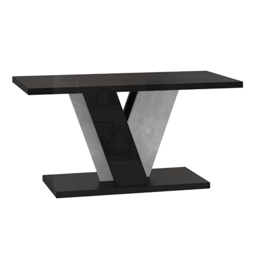 PROROOM FURNITURE - Nevi Mini - Couchtisch 110x70 Höhe 60 cm - Kaffeetisch Rechteckig - Sofatisch - Coffee Table - Wohnzimmertisch Modern - Beistelltisch Klein - Schwarz Hochglanz/Steinoptik von PROROOM FURNITURE