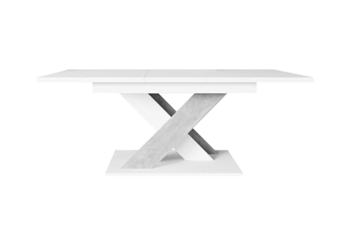 PROROOM FURNITURE - Onyx - Esstisch Ausziehbar auf 180 cm - 140x80x75 cm - Modern - Dinner Table - Esszimmertisch - Tisch für Esszimmer, Wohnzimmer - Ausziehtisch - Weiß Matt/Steinoptik von PROROOM FURNITURE