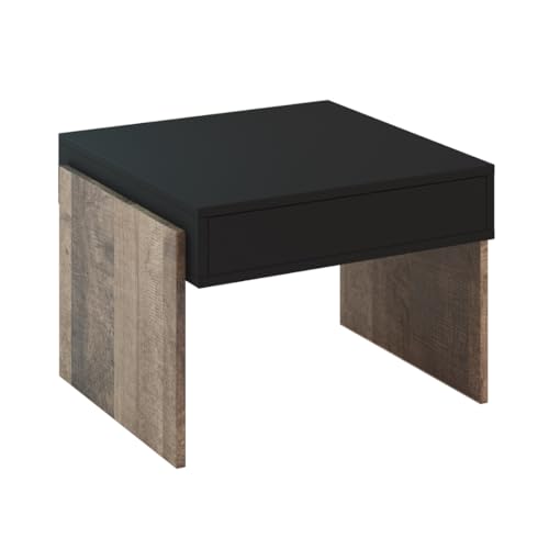 PROROOM FURNITURE - Zhara Mini - Kaffeetisch 60x60 Höhe 45 cm - Sofatisch Quadratisch - Coffee Table - Wohnzimmertisch Modern - Couchtisch mit Schublade, Stauraum - Schwarz/Koloniale Grange-Eiche von PROROOM FURNITURE