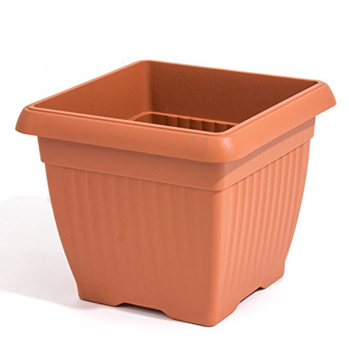 42 Liter Blumenkübel grosser Blumentopf + Untersetzer braun 45 x 45 cm Ton Optik von PROSPERPLAST
