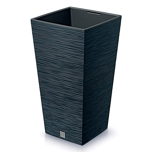 Anthrazitfarbenes Pflanzgefäß mit Behälter, Kollektion FURU, 29,5 x 29,5 x 55 cm, Fassungsvermögen 14 L. Anthrazitfarbenes Pflanzgefäß mit Behälter, Kollektion FURU, 29,5 x 29,5 x 55 cm, Fassungsvermögen 14 L. von Prosperplast