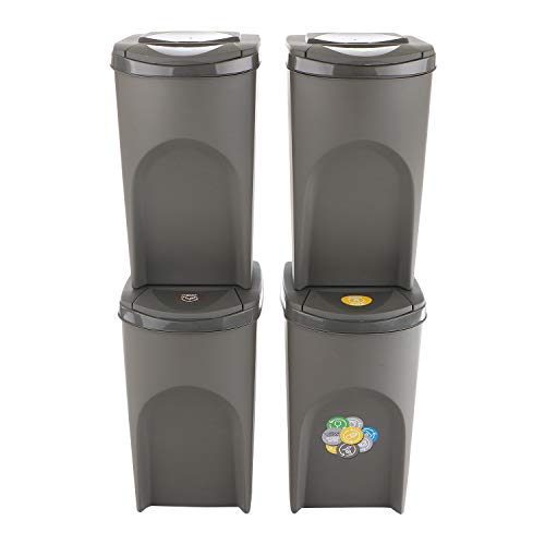 Set von 4 Recyclingwürfeln 140L Prosperplast Sortibox von grauem Kunststoff von Prosperplast