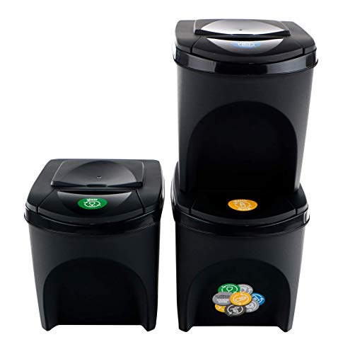 Prosperplast ZA907 Recycling-Eimer, Kunststoff, 25 l, 24 x 40 x 33,7 cm, Anthrazit, 3 Stück Prosperplast ZA907 Recycling-Eimer, Kunststoff, 25 l, 24 x 40 x 33,7 cm, Anthrazit, 3 Stück von Prosperplast