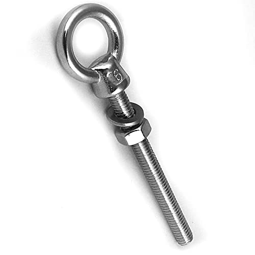 PROTECH 1 Stück Augbolzen M8x80 Metrisches Vollgewinde Ringschraube mit Mutter und Unterlegscheibe rostfreier A4 V4A Seewasserbeständig von PROTECH