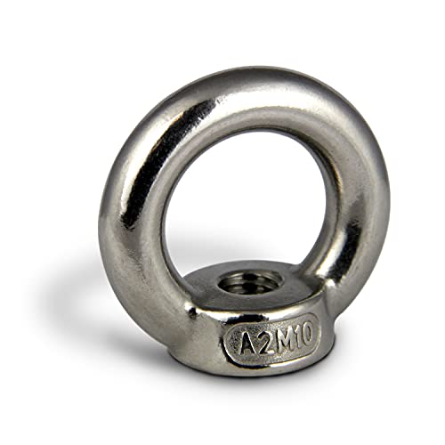 PROTECH 1 Stück Ringmutter M10 Edelstahl rostfreier A2 V2A Ösenmutter DIN 582 Augenmutter mit Gewinde Mutter Öse Ringösen 304 poliert von PROTECH