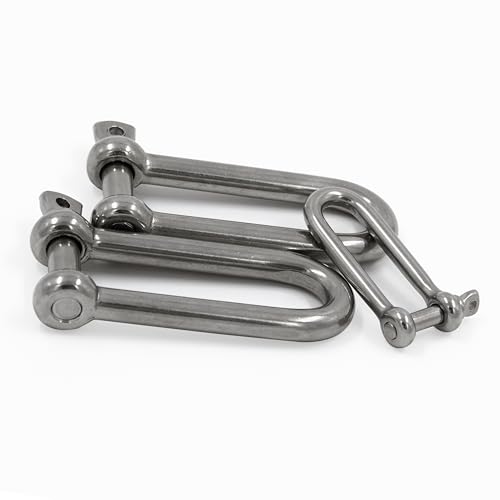 PROTECH 10 Stück Edelstahl Schäkel 4mm Stahlseil Drahtseil Schaekel lang rostfreier A4 V4A Rundschäkel Drehschäkel D-Schäkel von PROTECH