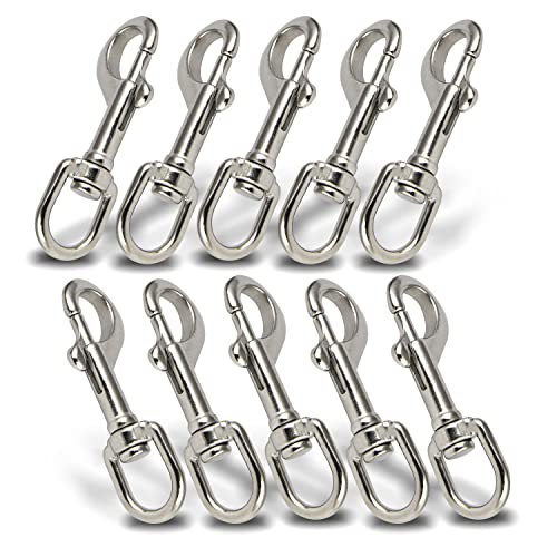 PROTECH 10 Stück Gedreht Karabiner mit Drehgelenk 87mm Edelstahl A4 V4A Wirbelkarabiner für Hundeleinen Schnellverschluss von PROTECH