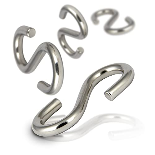 PROTECH 10 Stück S haken Edelstahl 4mm S-förmige Haken 4x32mm rostfreier V4A poliert Hängehaken Symmetrischer Metallhaken von PROTECH