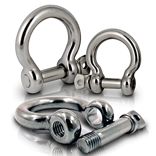 PROTECH 10 Stück Schäkel 10mm Edelstahl A4 Schaekel geschweift rostfreier gebogen mit Schraubbolzen Omega geschweifte Form Schraube Draussen AISI 316 von PROTECH