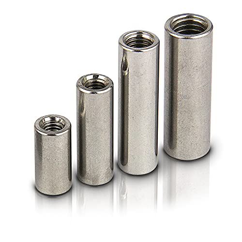 PROTECH 100 Stück Gewindemuffen M6x25 Rundmuffen aus rostfreiem Edelstahl V2A Distanzmuffe Verbindungsmuttern Langmutter Rund von PROTECH