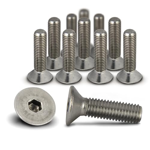 PROTECH 100 Stück Senkkopfschrauben M10x30 rostfreier Edelstahl A2 Vollgewinde Senkschrauben mit Innensechskant DIN 7991 von PROTECH