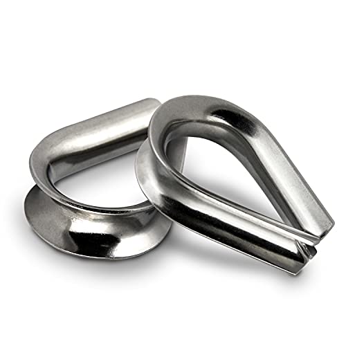 PROTECH 2 Stück Drahtseil Kauschen 8mm Edelstahl A4 rostfreier AISI316 Edelstahlkauschen Drahtseilkauschen Stahlseilkauschen von PROTECH