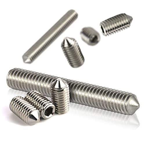 PROTECH 5 Stück Gewindestiften M8x14 mit Innensechskant und Spitze aus rostfreier Edelstahl Madenschrauben DIN 914 A2 V2A von PROTECH