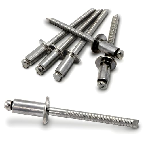 PROTECH 50 Stück Blindnieten 6,4x10 mit Flachkopf DIN 7337 V2A rostfreier Edelstahl A2 Popnieten Nieten Blindniet ISO 15983 von PROTECH