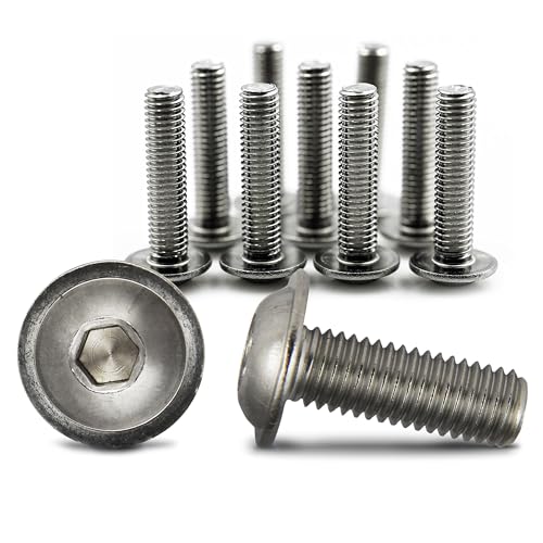 PROTECH 50 Stück Linsenkopfschrauben M10x65 Edelstahl Flansch V2A rostfreier A2 Innensechskant Linsenschrauben Flanschschrauben ISO7380 von PROTECH