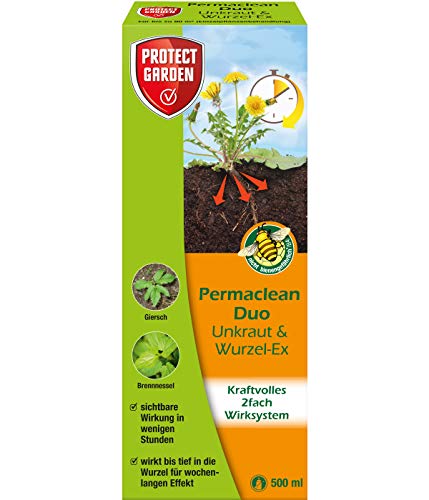 PROTECT GARDEN Permaclean Duo Unkraut & Wurzel Ex, Unkrautvernichter mit Zweifachwirkung gegen Unkräuter und Ungräser, 500 ml Konzentrat von PROTECT GARDEN