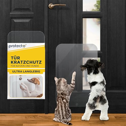 PROTECTO Kratzschutz für Türen – Hund & Katze Kratzschutz – 45 x 30 cm strapazierfähige Tür Abdeckung – Groß, Robust & Durchsichtig –Transparent Fensterschutz & Kratzmatte für Katzen von PROTECTO