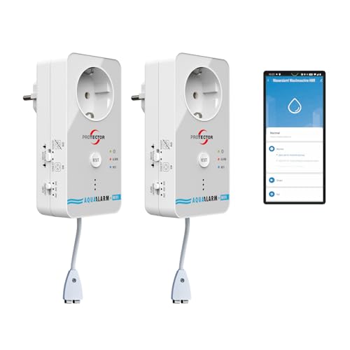 PROTECTOR WA-11 WLAN WASSERMELDER, 3-fache Sicherheit: Alarmiert, Schaltet angeschlossenes Gerät wahlweise EIN oder AUS, meldet auf Ihr Handy. Pumpensteuerung, Smarter Wasseralarm mit App, Aquastop von PROTECTOR