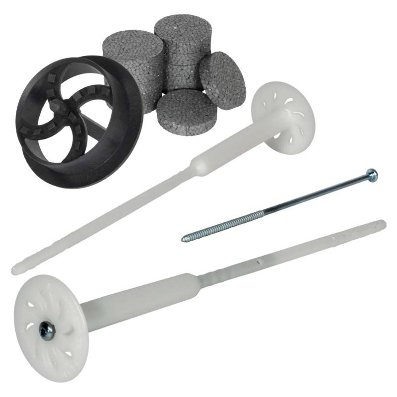 PROTEKTOR 200x Dämmstoff-Schraubdübel Set Ø8x300mm inkl. 200x Rondelle + Fräser von PROTEKTOR