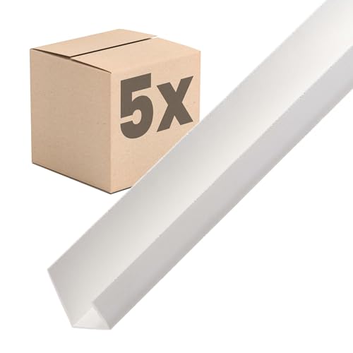 PROTEKTOR 3741 U-Profil PVC, Einfassprofil Gipskarton 12,5cm 200cm 5 Stück Weiß Kantenschutz Trockenbau von PROTEKTOR