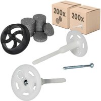 PROTEKTOR Dämmstoff-Schraubdübel WDVS Dübel für Fassadendämmung - 12cm, 200 Dübel + 200 Rondelle + 1 Fräser, Weiß von PROTEKTOR