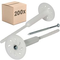 PROTEKTOR Dämmstoff-Schraubdübel WDVS Dübel für Fassadendämmung - 24cm, 200 Stück, Weiß von PROTEKTOR