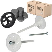 PROTEKTOR Dämmstoff-Schraubdübel für Fassadendämmung mit verzinkter Stahlschraube - 14cm, 100 Dübel + 200 Rondelle + 1 Fräser, Weiß PROTEKTOR Dämmstoff-Schraubdübel für Fassadendämmung mit verzinkter Stahlschraube - 14cm, 100 Dübel + 200 Rondelle + 1 Fräser, Weiß von PROTEKTOR