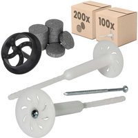 PROTEKTOR Dämmstoff-Schraubdübel für Fassadendämmung mit verzinkter Stahlschraube - 26cm, 100 Dübel + 200 Rondelle + 1 Fräser, Weiß PROTEKTOR Dämmstoff-Schraubdübel für Fassadendämmung mit verzinkter Stahlschraube - 26cm, 100 Dübel + 200 Rondelle + 1 Fräser, Weiß von PROTEKTOR