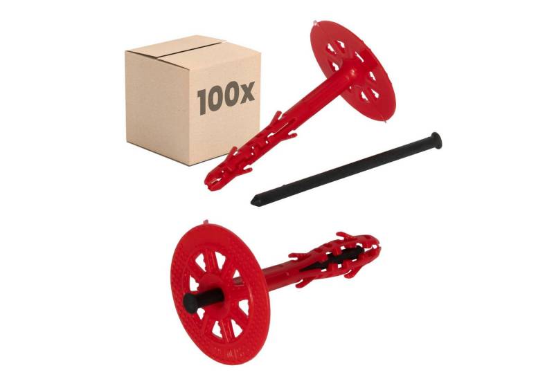 PROTEKTOR Schrauben- und Dübel-Set Dämmstoffdübel Ø10mm, Schlagdübel mit Kunststoffnagel für WDVS, (Dämmstoffdübel 100 Stück Ø10x100mm, 100 St., Fassadendübel für WDVS und zur Befestigung von Fassadendämmung), ETA-zertifizierte Schlagdübel Tellerdübel für alle Nutzungskategorien von PROTEKTOR