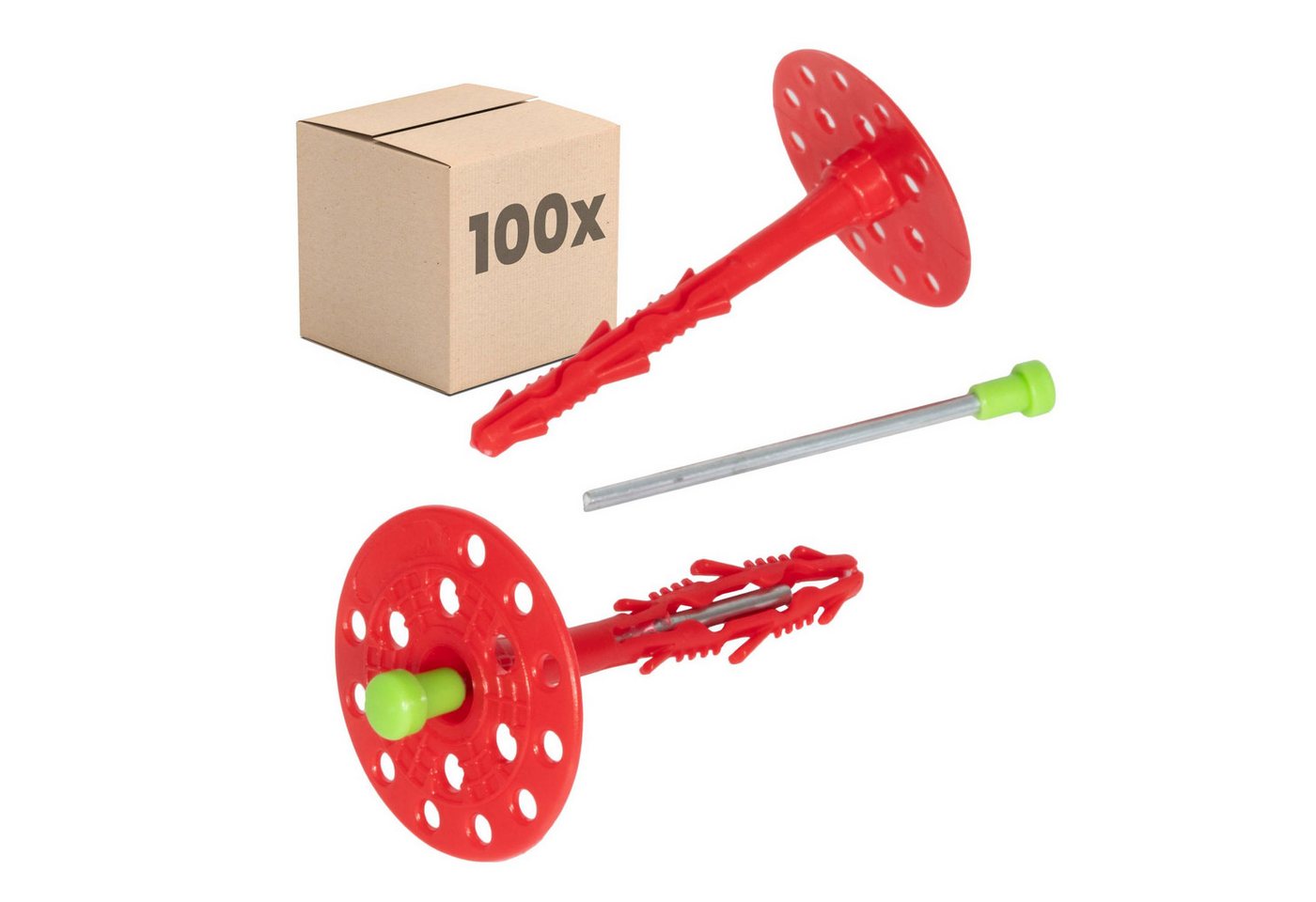 PROTEKTOR Schrauben- und Dübel-Set Dämmstoffdübel Ø8mm, Schlagdübel mit Stahlnagel für WDVS, (Dämmstoffdübel 100 Stück Ø8x100mm, 100 St., Fassadendübel für WDVS und zur Befestigung von Fassadendämmung), ETA-zertifizierte Schlagdübel Tellerdübel für alle Nutzungskategorien PROTEKTOR Schrauben- und Dübel-Set Dämmstoffdübel Ø8mm, Schlagdübel mit Stahlnagel für WDVS, (Dämmstoffdübel 100 Stück Ø8x100mm, 100 St., Fassadendübel für WDVS und zur Befestigung von Fassadendämmung), ETA-zertifizierte Schlagdübel Tellerdübel für alle Nutzungskategorien von PROTEKTOR