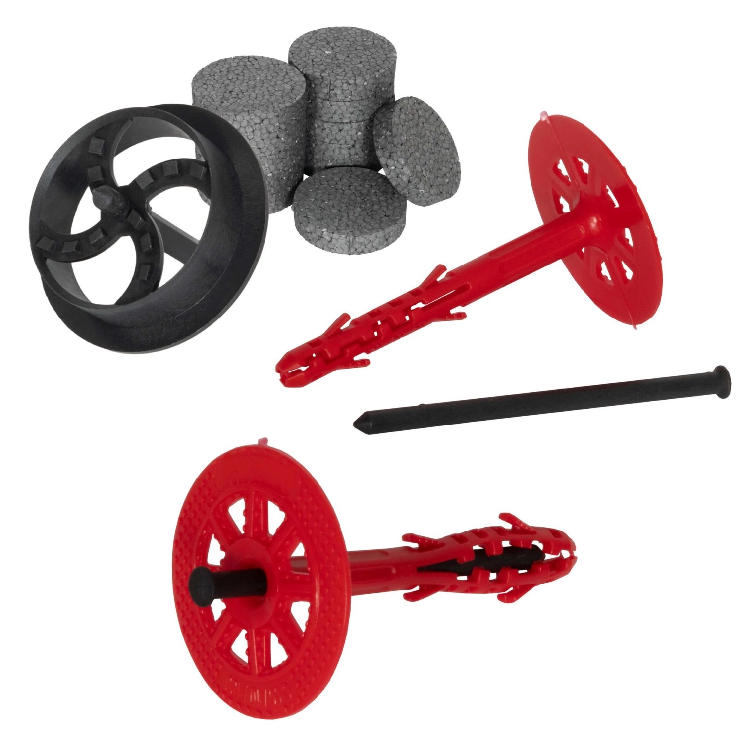 Protektor Dämmstoffdübel Set Ø10x140mm Kunststoffnagel 100 St + 200 Rondelle + 1 Fräser von PROTEKTOR