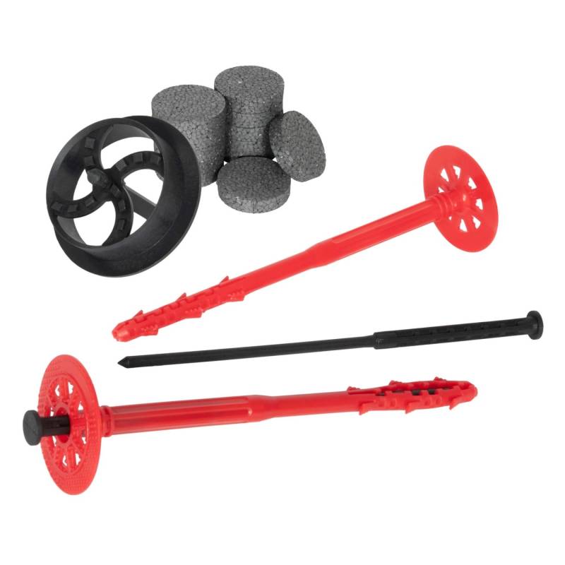 Protektor Dämmstoffdübel Set Ø10x200mm Verstärkter Schaft Kunststoffnagel 100 St + 200 Rondelle + 1 Fräser von PROTEKTOR