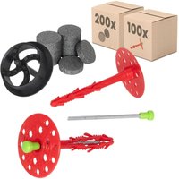 Protektor Dämmstoffdübel Stabil - Set Ø8x160mm Stahlnagel (100 St + 200 Rondelle + 1 Fräser) von PROTEKTOR