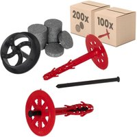 Protektor Dämmstoffdübel Standard - Set Ø10x100mm Kunststoffnagel (100 St + 200 Rond. +1 Fräser) von PROTEKTOR