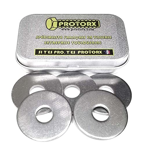 Unterlegscheiben aus Edelstahl M10: Box mit 5 Stück, extra groß (Durchmesser innen = 10.5 mmxDurchmesser außen = 36 mm),Reparatur-Kreiseln, Korrosionsschutz für den Außenbereich Außenbereich von PROTORX