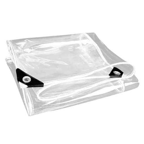 Abdeckplane Transparente Plane Mit Ösen, PVC 450 G/m² Regenplane Zeltplane Faltbar Wasserdicht Für Gartenmöbel Balkon, Allzweckplane Als Türvorhang Kunststoffplane (2x6m) von PROUH