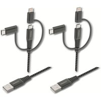 PROUSER USB-Kabel-Set 3-in-1, 2er-Set, 50 cm / 100 cm von PROUSER
