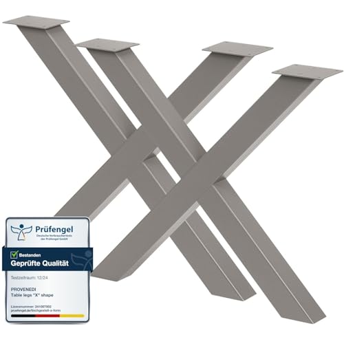 PROVENEDI - Tischbeine Metall anthrazit - 2 Stück X Form, rostfrei & modern - Tischgestell Maße L80 x B8 x H72 cm mit Bodenschoner für Schreibtisch Esstisch, Konferenztisch von PROVENEDI