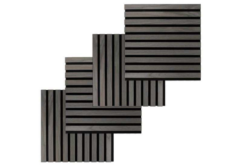 PROVISTON 3D Wandpaneel 4er Set, 400 x 400 x 21 mm, Eiche dunkel, Holz furniert von PROVISTON