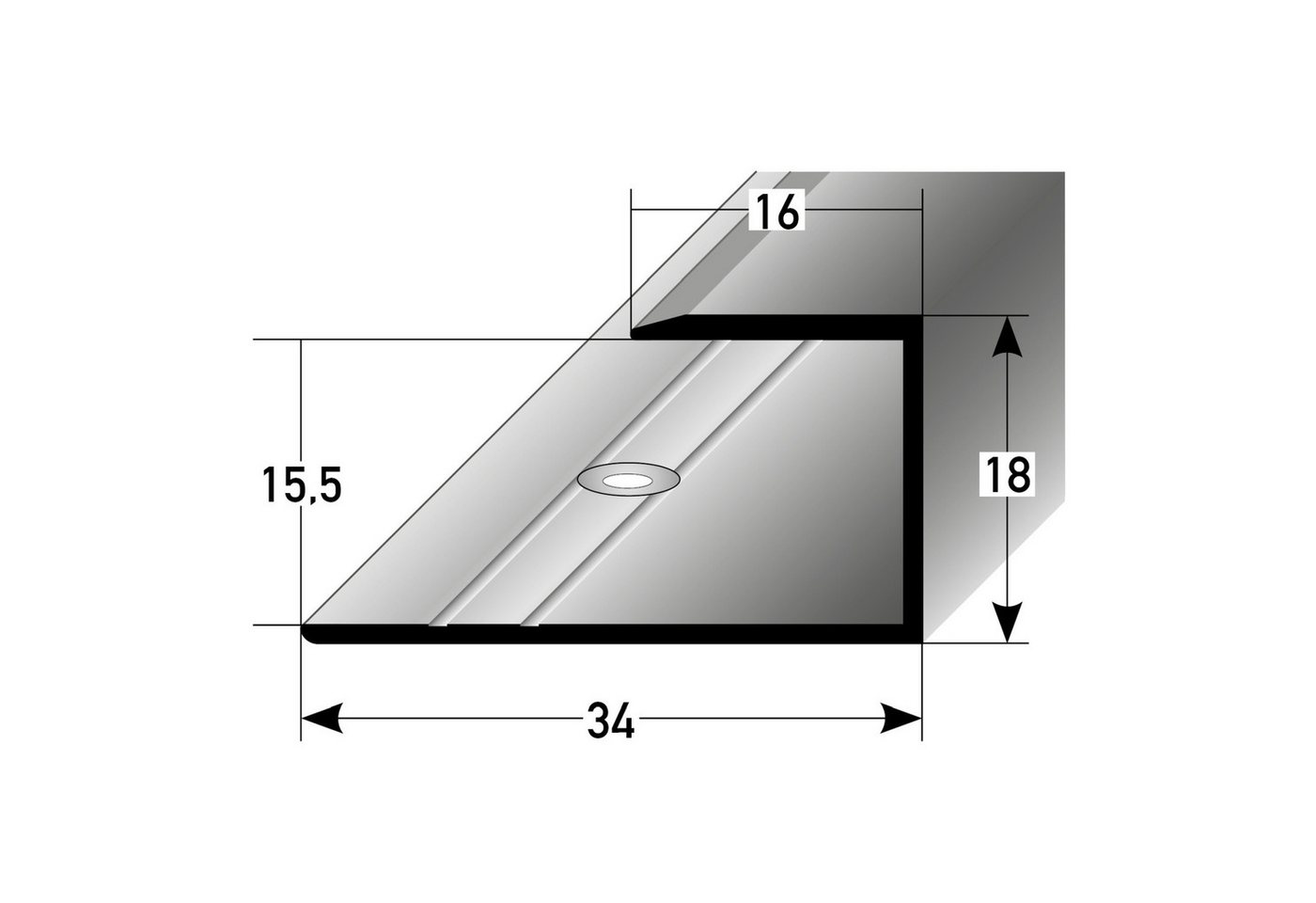 PROVISTON Abschlussprofil 15.5 x 18 x 34 x 2700 mm Alu eloxiert Spez.emailliert Schwarz Gebohrt von PROVISTON