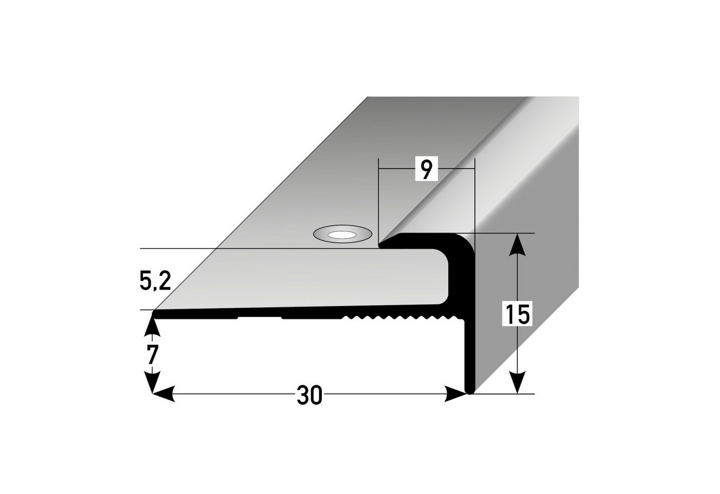 PROVISTON Abschlussprofil 5 x 15 x 30 x 2700 mm Alu eloxiert Spez.emailliert Schwarz Gebohrt von PROVISTON