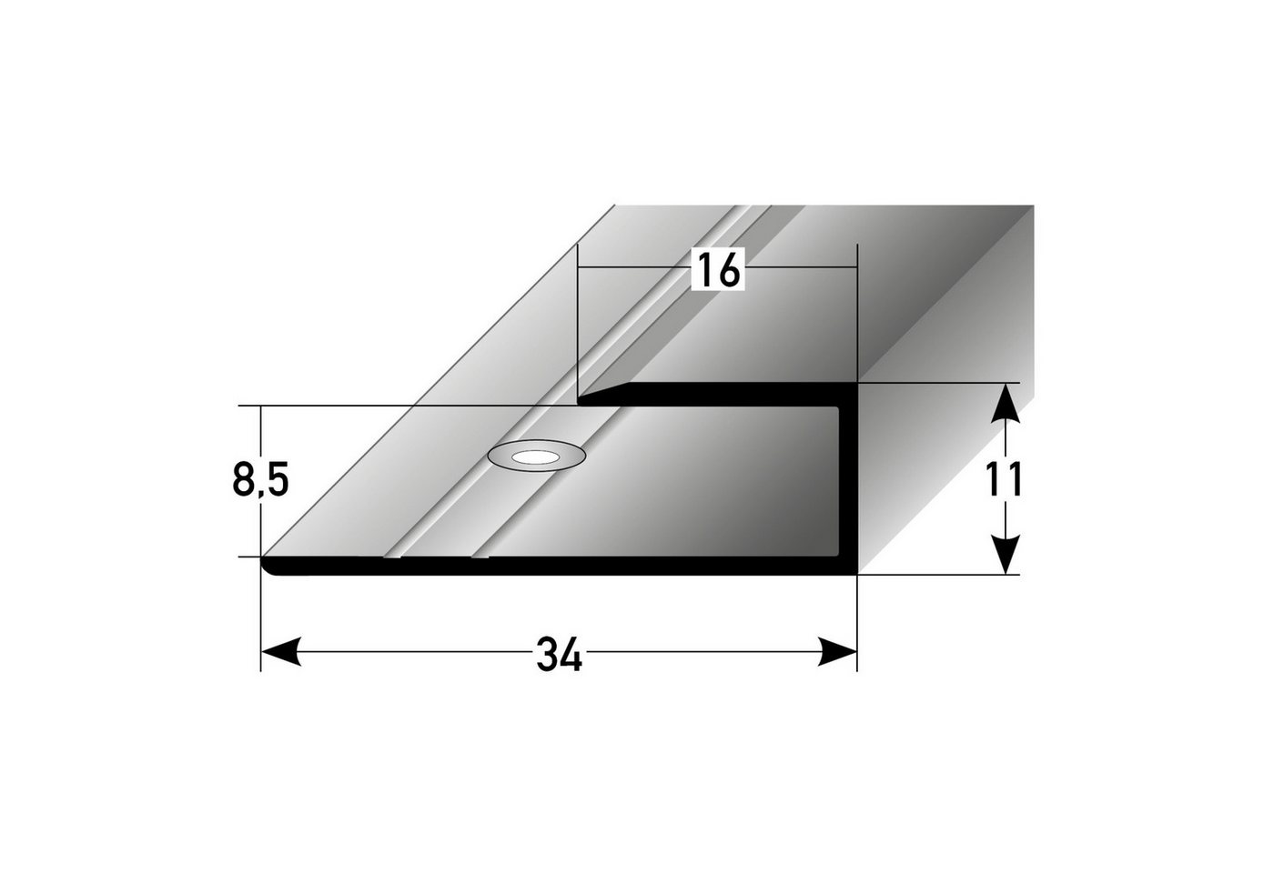 PROVISTON Abschlussprofil 8.5 x 11 x 34 x 2700 mm Alu eloxiert Spez.emailliert Schwarz Gebohrt von PROVISTON