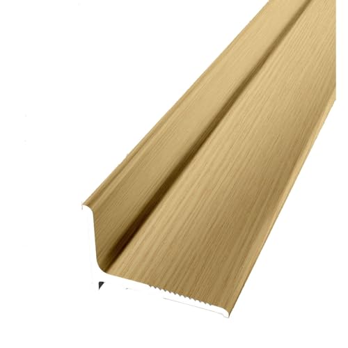 PROVISTON | Abschlussprofil | Breite: 21 mm | Höhe: 2 mm | Länge: 2700 mm | Aluminium Pulverbeschichtet | Wandabschlussprofil | Gerillt | Eiche hell | Selbstklebend von PROVISTON