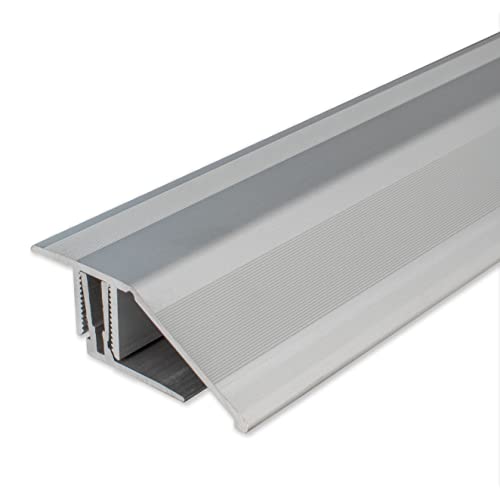 PROVISTON | Ausgleichsprofil | Aluminium | Silber | Breite 50.5 mm | Höhe 24 mm | Länge 1000 mm | Gebohrt | Klicksystem | Anpassungsprofil | Übergangsprofil | Bodenprofil | Metallprofil | 1 Stück von PROVISTON